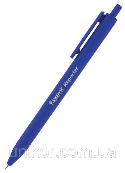 Ручка кулькова масляна автоматична "Reporter" матово-гумовий корпус, 0,7 мм, стержень синій. AXENT