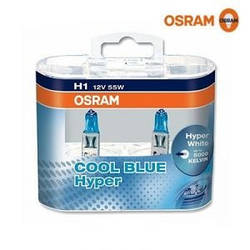 Автомобільна галогенова лампа Osram Cool blue hyper 5000k H1 12V 55 W (виробництво Osram, Німеччина)