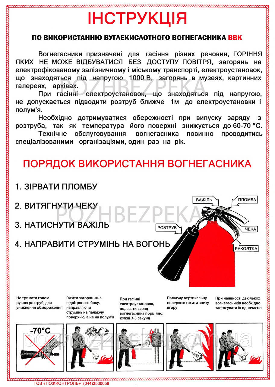 Інструкція з використання вуглекислотильних вогнегасників