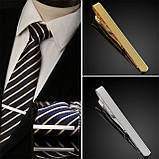 Золотистий затискач для краватки чоловічий, фото 2