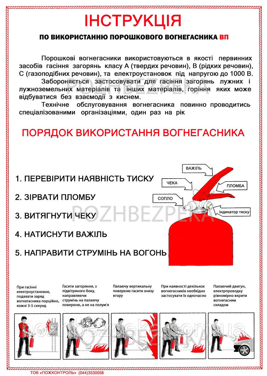 Інструкція з використання порошкових вогнегасників