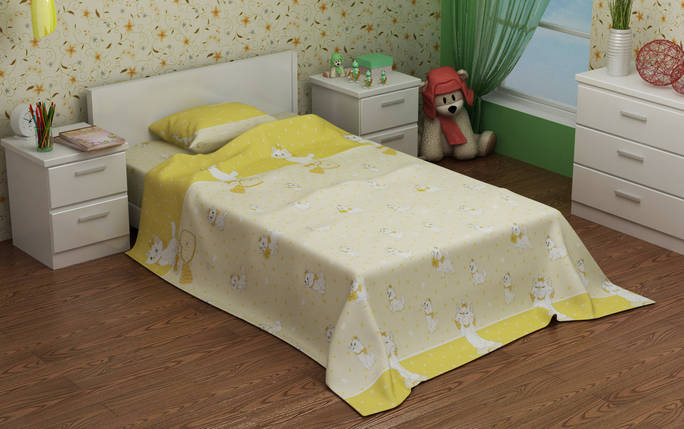 Тканина для постільної білизни Бязь "Gold" Lux дитяча GLB9520yellow (50м), фото 1