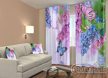 Фото Штори "Бузок і метелики" 2,5м*2,6м (2 полотна по 1,30м), тасьма
