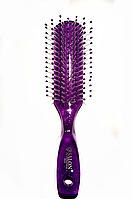 Расческа для волос силиконовая с блёстками SALON фиолетовая маленькая