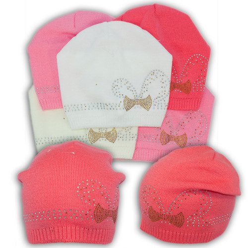В'язана шапка з намистинками, для дівчинки, V201, фото 1