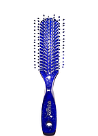Расческа для волос силиконовая с блёстками SALON синяя маленькая
