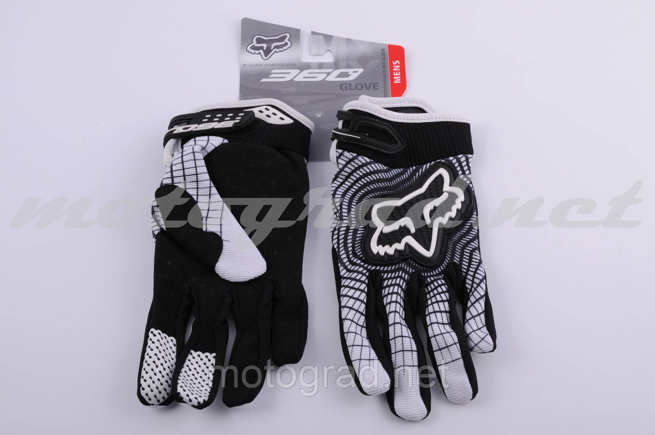 Рукавиці 360 GLOVE mod: 360 чорно-білі FOX, фото 1