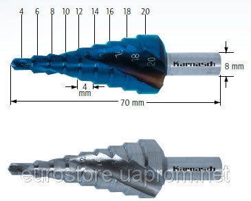 СТУПІНЧАСТІ ТА КОНІЧНІ СВЕРДЛА (KARNASCH - НІМЕЧЧИНА)