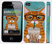 Пластиковий чохол Endorphone на iPhone 4s Зеленоокий кіт в окулярах (4054t-12-26985) 1E83C869H4