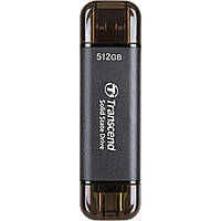 Портативный SSD Transcend 512GB USB 3.1 Gen 2 Type-A + Type-C ESD310 Черный