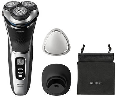 Бритва електр. Philips Series 3000, бритв.головок-3, Li-Ion, сухой.+влажный, триммер,индикатор заряда, чехол, серый