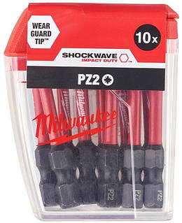 Биты Milwaukee Shockwave PZ2х50мм, набор 10шт