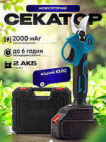 Аккумуляторный секатор в кейсе, сучкорез для сада, веткорез