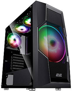 Корпус 2E GAMING Turbo G2057B без БЖ 2xUSB3.0, 1xUSB2.0, 1x200мм, ARGB, 3x120мм ARGB, VGA 345мм, LCS ready, HUB, TG Side Panel,