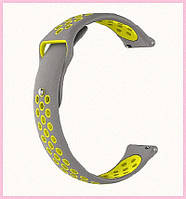 Ремешок силиконовый 22мм перфорированный для смарт часов универсальный Серо-Желтый BeWatch (1020246 891B6A002B