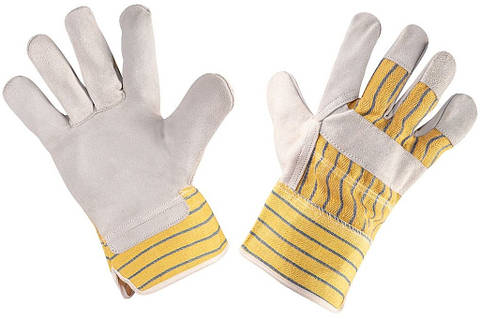 Рукавички робочі Neo Tools, сірий спилок, р.10.5, біло-жовтий