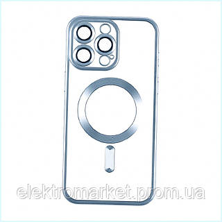 Чохол TPU Metallic Chrome Full Camera Magsafe Apple iPhone 13 Pro Max Blue CP87500C40