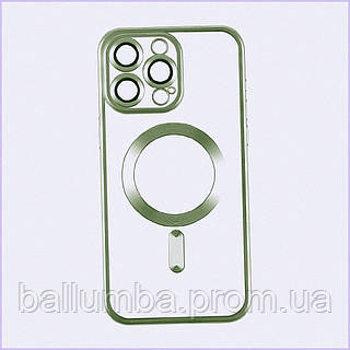 Чохол TPU Metallic Chrome Full Camera Magsafe Apple iPhone 14 Green, 875B10E01M