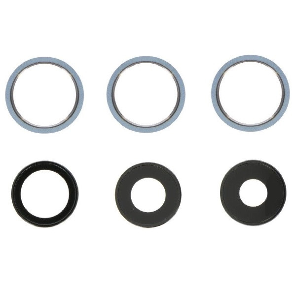 Скло камери iPhone 13 Pro /13 Pro Max синє, Sierra Blue + кільце, комплект 3 шт., фото 1