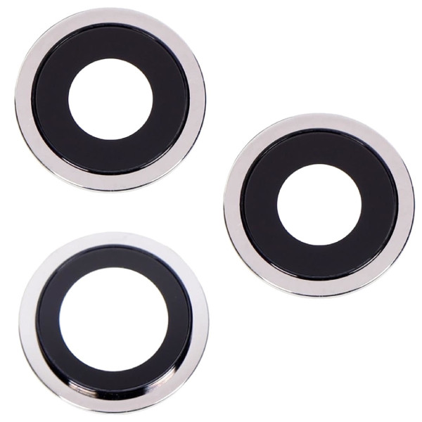 Скло камери iPhone 12 Pro сріблясте + кільце, комплект 3 шт., фото 1