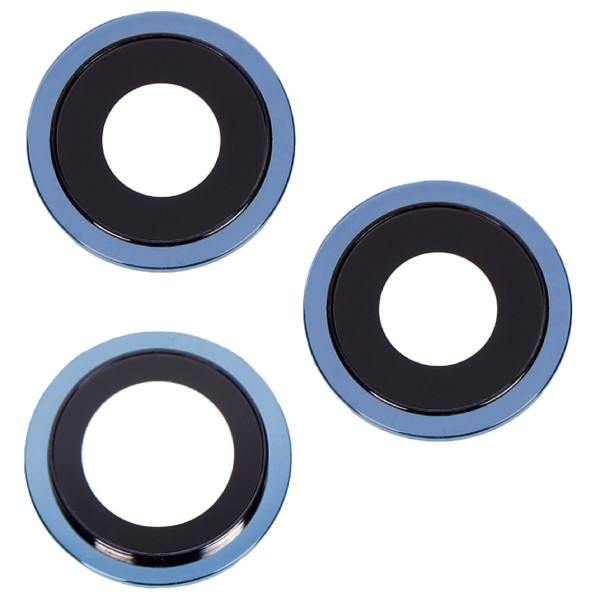 Скло камери iPhone 12 Pro синє, Pacific Blue + кільце, комплект 3 шт., фото 1