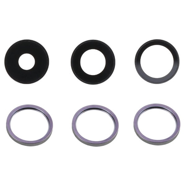 Скло камери iPhone 14 Pro/14 Pro Max фіолетове, Deep Purple + кільце, комплект 3 шт., фото 1