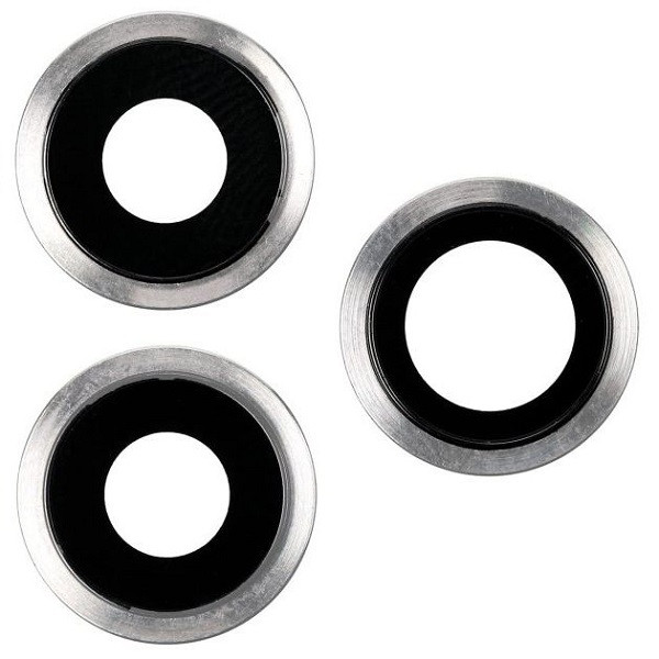 Скло камери iPhone 11 Pro /11 Pro Max сріблясте, Matte Silver + кільце, комплект 3 шт., фото 1