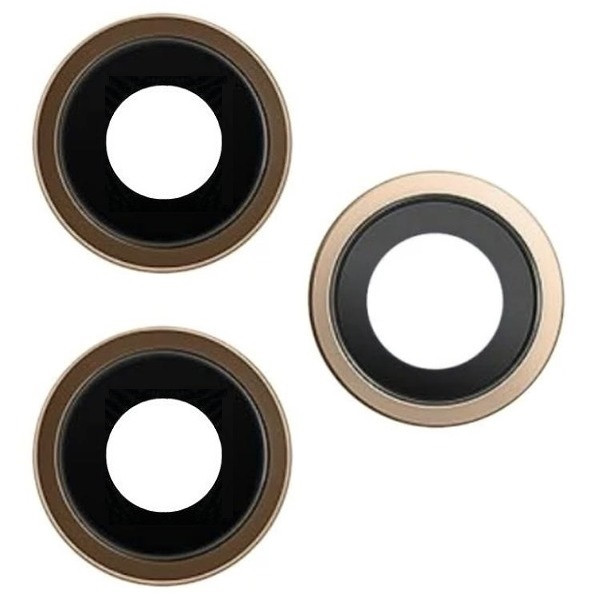 Скло камери iPhone 11 Pro /11 Pro Max золотисте, Matte Gold + кільце, комплект 3 шт., фото 1
