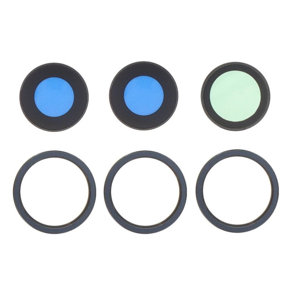 Скло камери iPhone 15 Pro Max синє, Blue Titanium + кільце, комплект 3 шт., фото 1