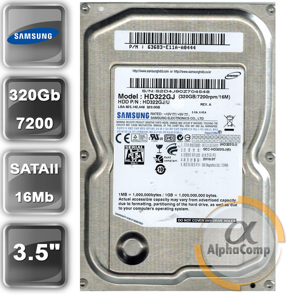 Жорсткий диск 3.5" 320 Gb Samsung HD322GJ (16Mb/7200/SATAII) БУ
