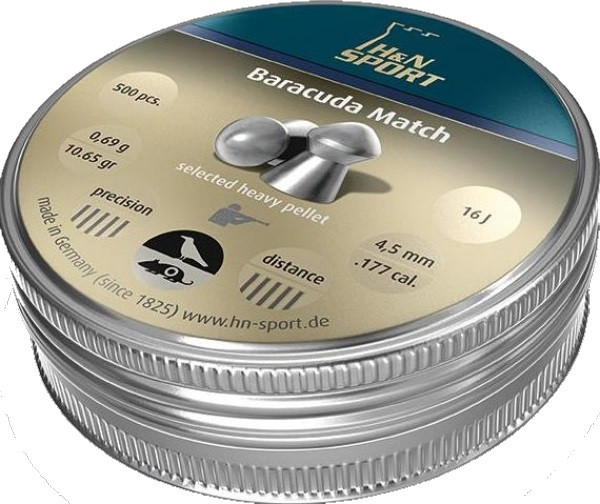 Кулі пневматичні H&N Baracuda Match, smooth, 500 шт/уп, 0,69 г, 4,5 мм, фото 1