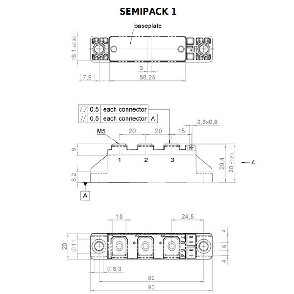 SKKH58/16 E Диодно-тиристорный модуль Semikron Semipack - фото 2 - id-p501377581