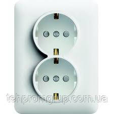 Розетка з з/к подвійна з захистом контактів Lumina, біла, 16А/230В WL1260, фото 1