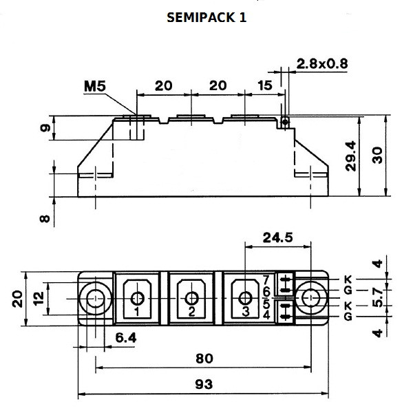 SKKT57/12E — тиристорний модуль