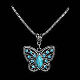 Модна підвіска прикраса на ланцюжку "Метелик" із кристалами, сріблястий колір, фото 3