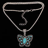 Модна підвіска прикраса на ланцюжку "Метелик" із кристалами, сріблястий колір, фото 4