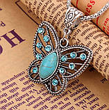 Модна підвіска прикраса на ланцюжку "Метелик" із кристалами, сріблястий колір, фото 5