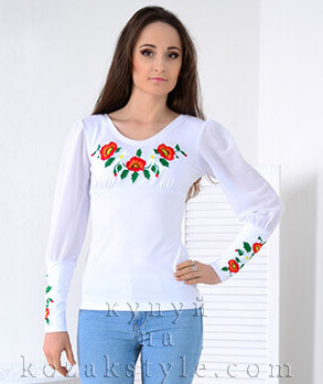 Блузка вишита гладью "Зефір" біла