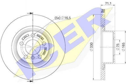 Тормозные диски ICER 78BD22162 BMW X3, X4, E46 34206790362, 34206868936