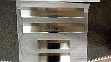 Накладки на пороги Mitsubishi Lancer X 2007 - 4шт. Standart