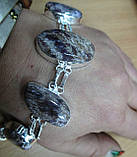 Срібний браслет "Туман" із натуральним чаровитом, фото 7