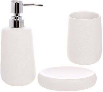 Набор аксессуаров Bright для ванной комнаты "White" 3 предмета, керамика, белый матовый