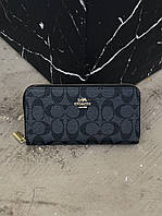 Женский Кожаный Портмоне 19х10 см с Монетницей на Молнии Кошелек Coach Бумажник в Коробочке от Коуч