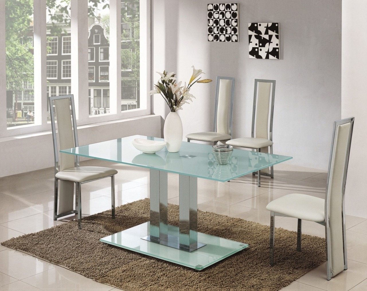 Стол обеденный Аврора, столешница из закаленного стекла толщиной 12 мм, 130х80см, белый - фото 1 - id-p501757234