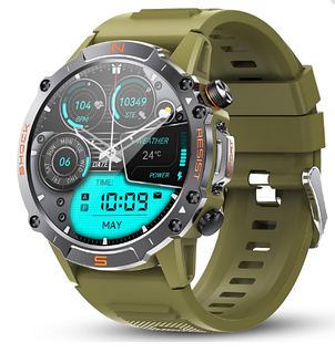 Наручные смарт часы силиконовый браслет олива