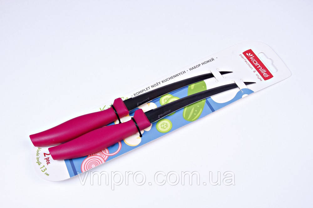Ножі "Kamille", підніжки з зубчиками, набір 2 шт,24 см,KM-5311