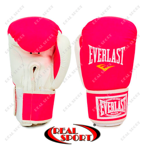 Перчатки боксерські Стрейч на липучку Everlast LV-5376-P (розовий-білий)