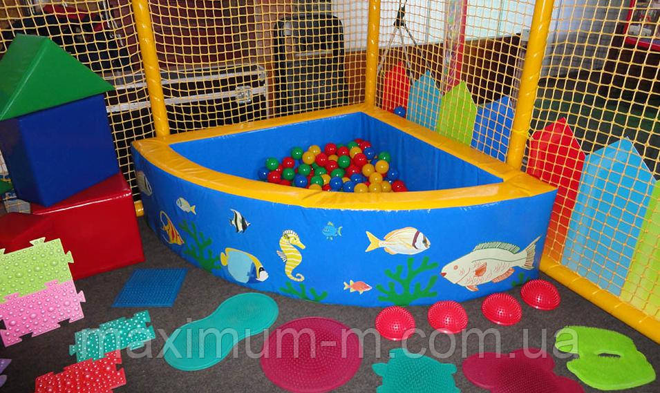 Сухий басейн кутовий з аплікацією (r150хh50) см, кульки — 600 шт. 