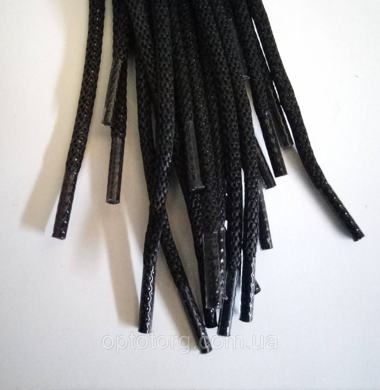 Шнурки круглі 100см з плетінням кобра чорні