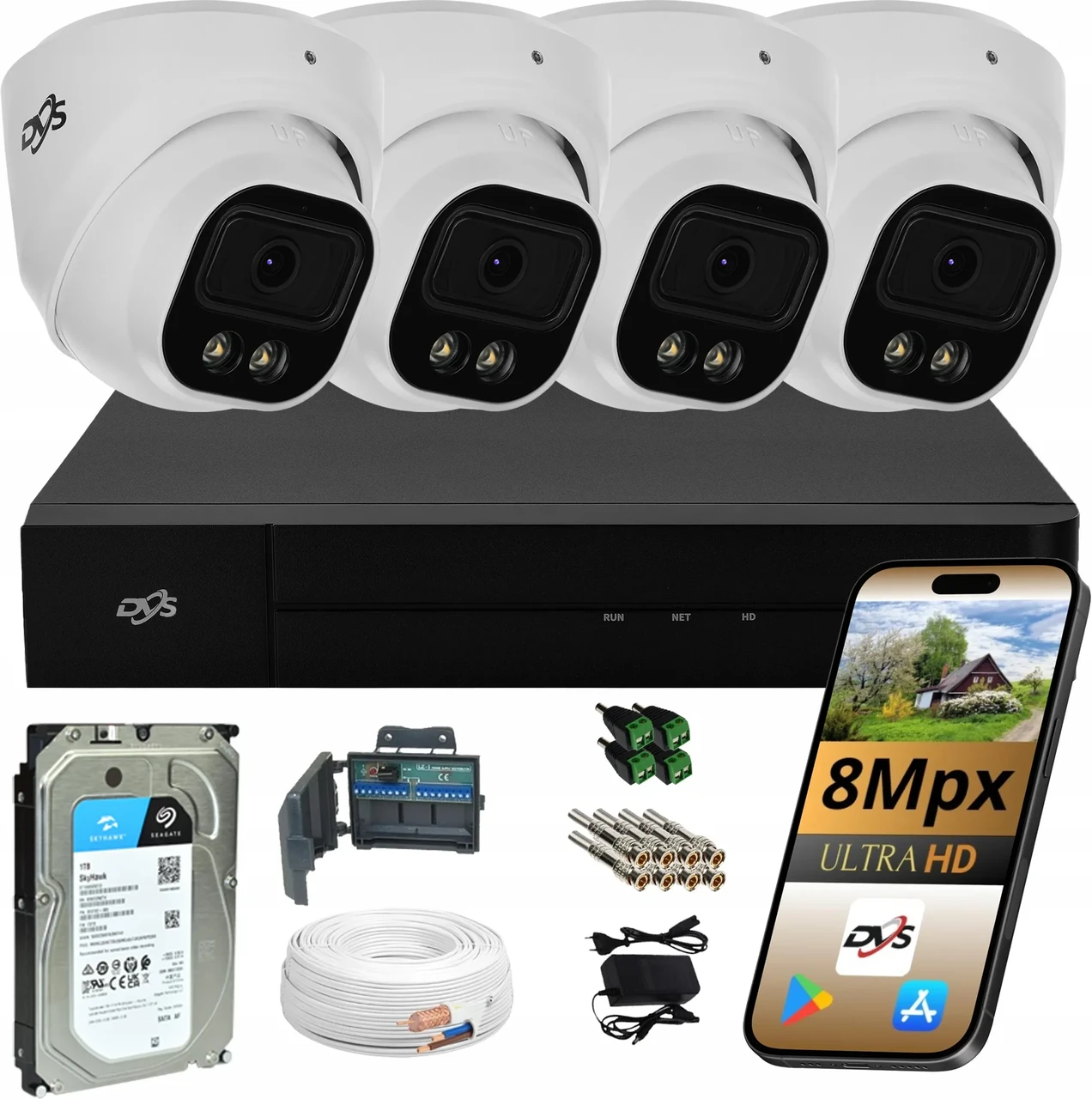 Dvs 4 Камери Analogowe Наружный Комплект Kamer для Monitoringu Dual Light 8Mpx (наЗамовлення), фото 1